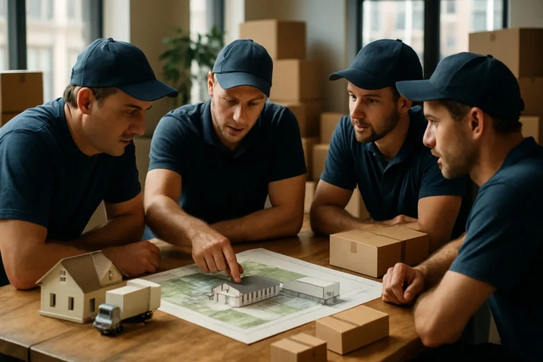 Asesor explica plan de mudanza al cliente