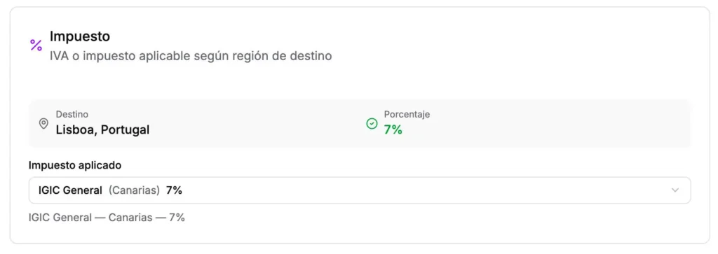 Impuestos personalizados presupuestos crm mudanzas